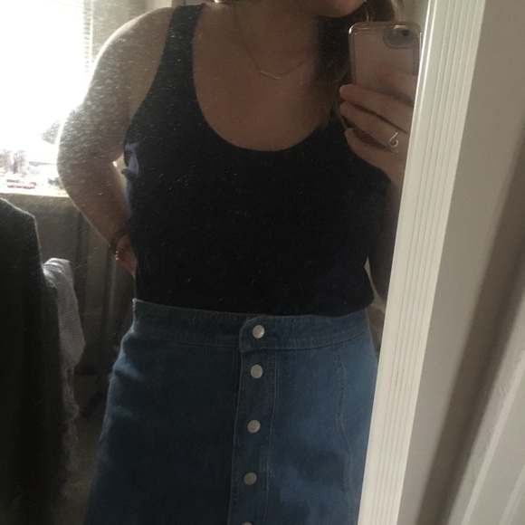 Zella Navy silky tank top in a size large - Picture 3 of 4